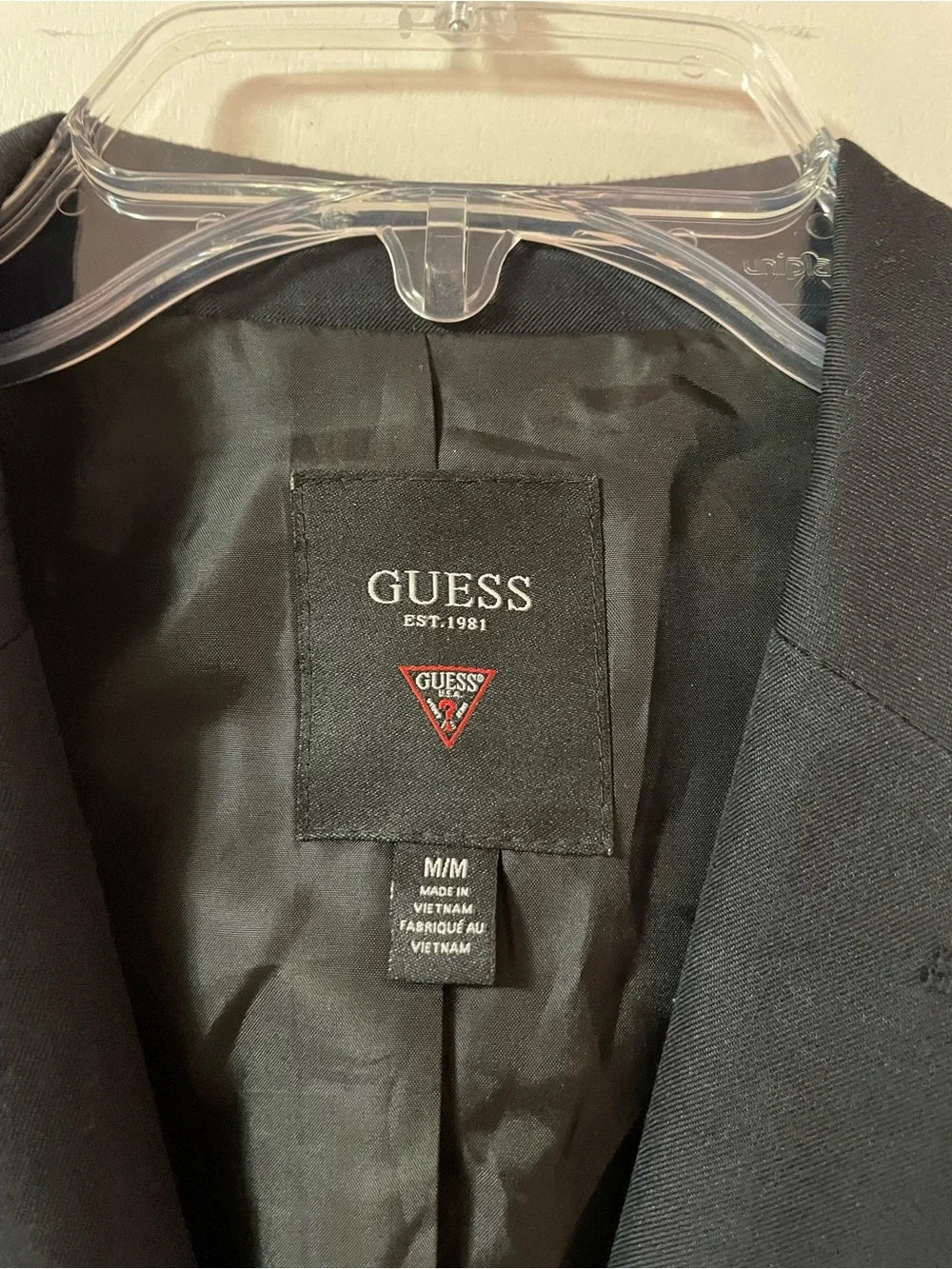 GUESS Black Blazer with Red Logo Accent